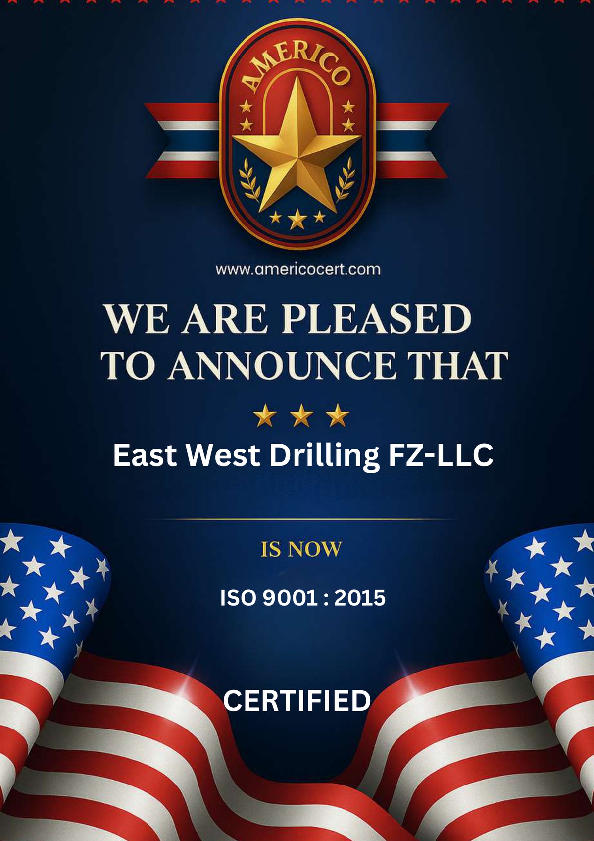 ISO 9001:2015 — certification notice
